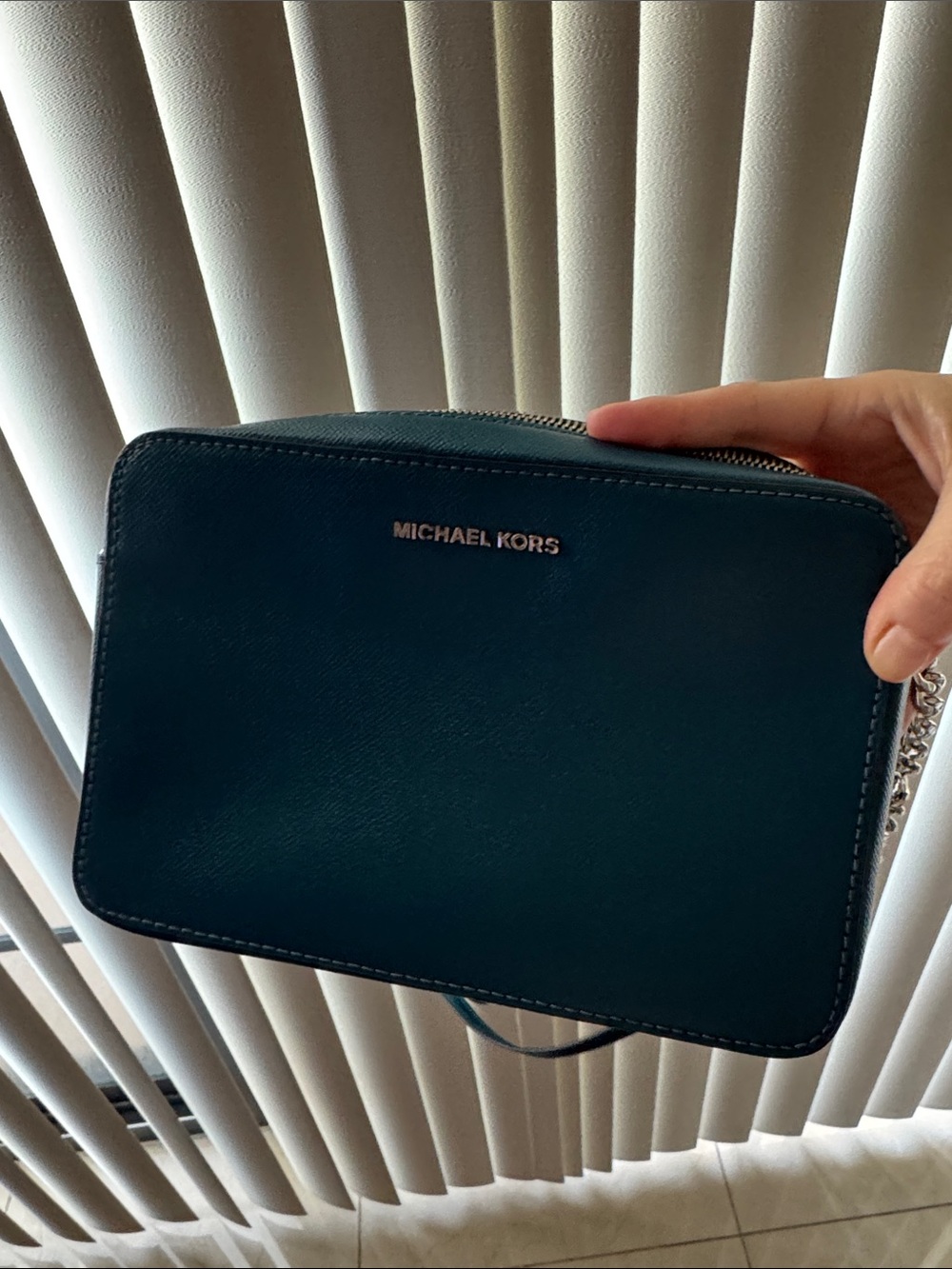 Michael Kors Teal Saffiano Crossbody Camera Bag